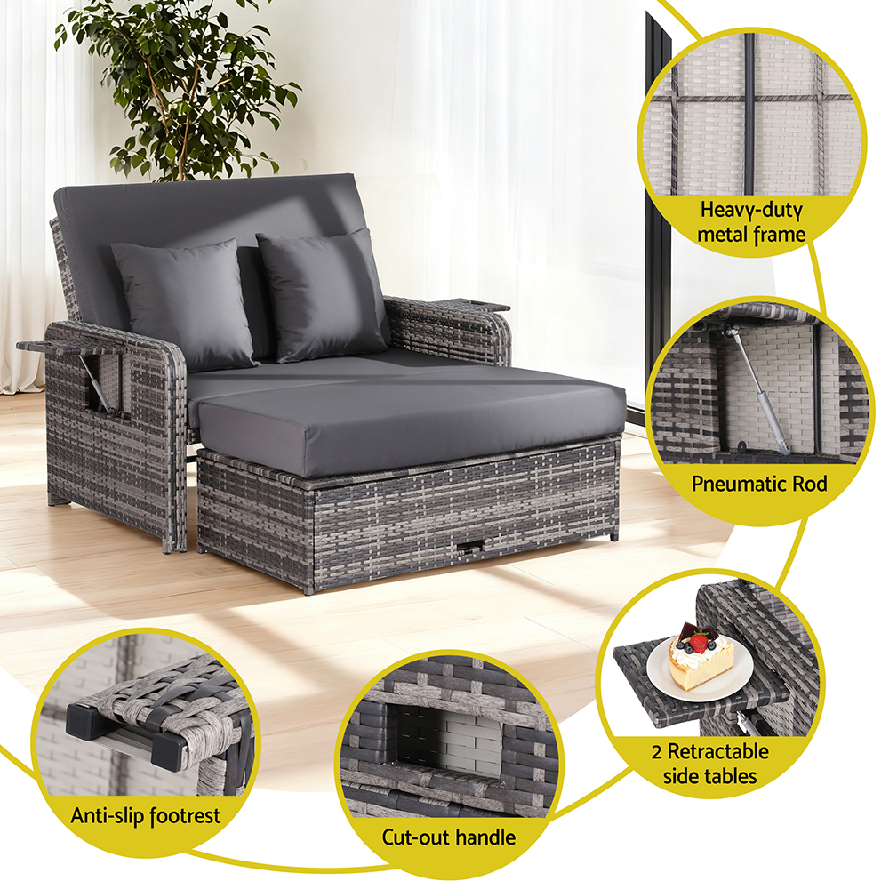 Gardeon Outdoor Day Bed Sun Lounge Setting Grey – Auz Sales Online Outdoor Day Bed