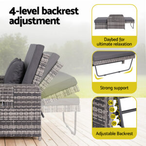 Gardeon Outdoor Day Bed Sun Lounge Setting Grey – Auz Sales Online Outdoor Day Bed