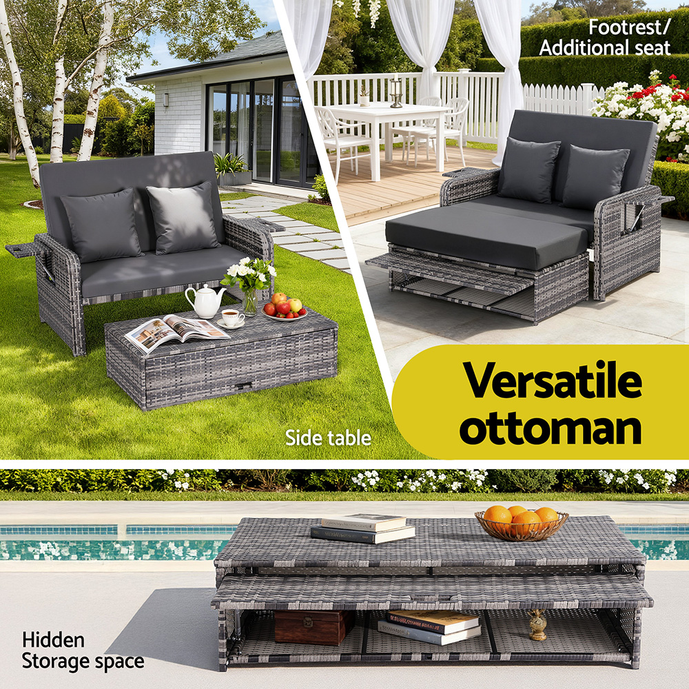 Gardeon Outdoor Day Bed Sun Lounge Setting Grey – Auz Sales Online Outdoor Day Bed