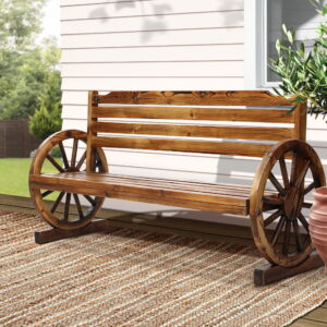 Wagon Wheel Garden Bench