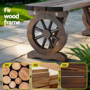 Gardeon Outdoor Wooden Garden Bench Wagon Wheel Chair - Image 7