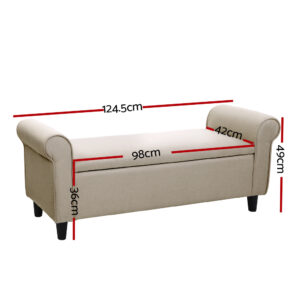 Close Up On The Fabric Texture, Armrest Padding, And Detachable Legs Of The Artiss Ottoman.