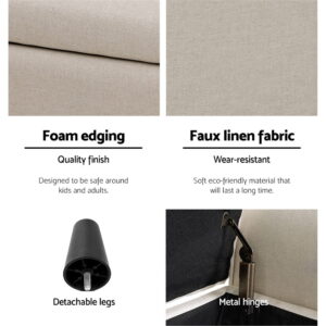 Artiss Storage Ottoman Blanket Box 125Cm Arm Linen Taupe