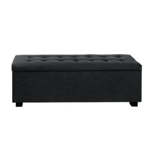 Artiss 97Cm Linen Storage Ottoman Blanket Box Charcoal - Image 3