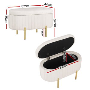 Velvet Storage Ottoman