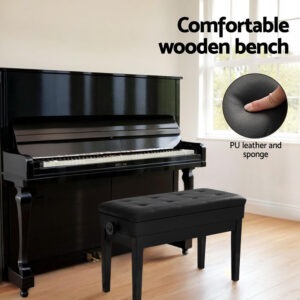 Alpha Piano Bench Stool Adjustable Height Keyboard Seat - Image 4