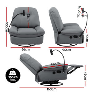 Artiss Swivel Rocker Recliner With Usb Ports – Auz Sales Online Swivel Rocker Recliner