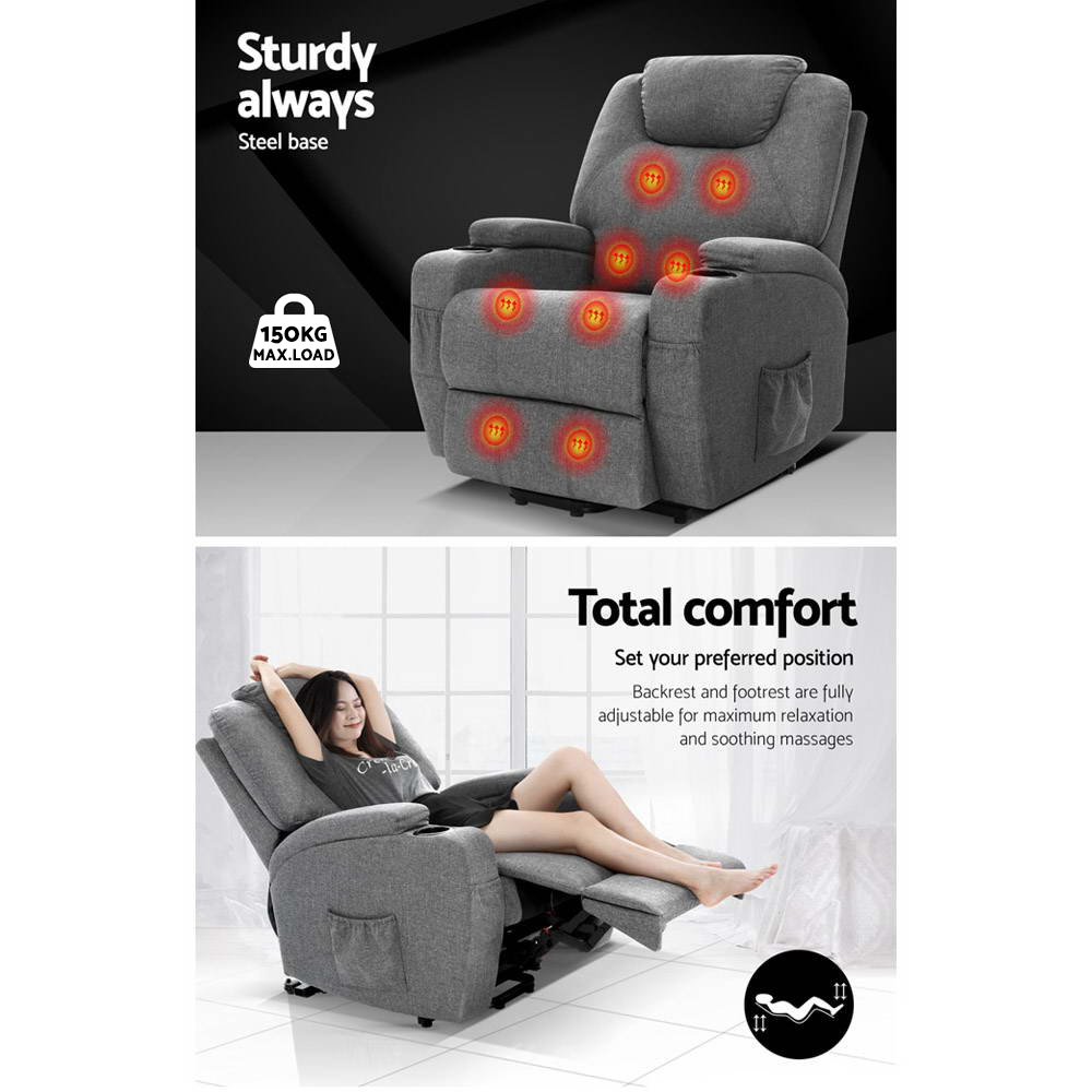 Artiss Milio Velvet Lift Assist Heated Massage Recliner – Auz Sales Online Velvet Lift Recliner