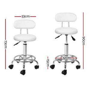 Artiss White Salon Stool Swivel Chair 2-Piece Set – Auz Sales Online Artiss White Salon Stool Swivel Chair 2-Piece Set - Image 2