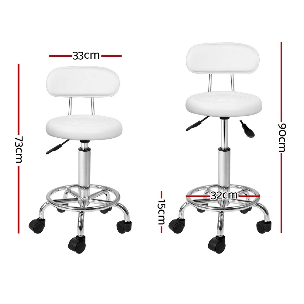 Artiss White Salon Stool Swivel Chair 2-Piece Set – Auz Sales Online Artiss White Salon Stool Swivel Chair 2-Piece Set - Image 2