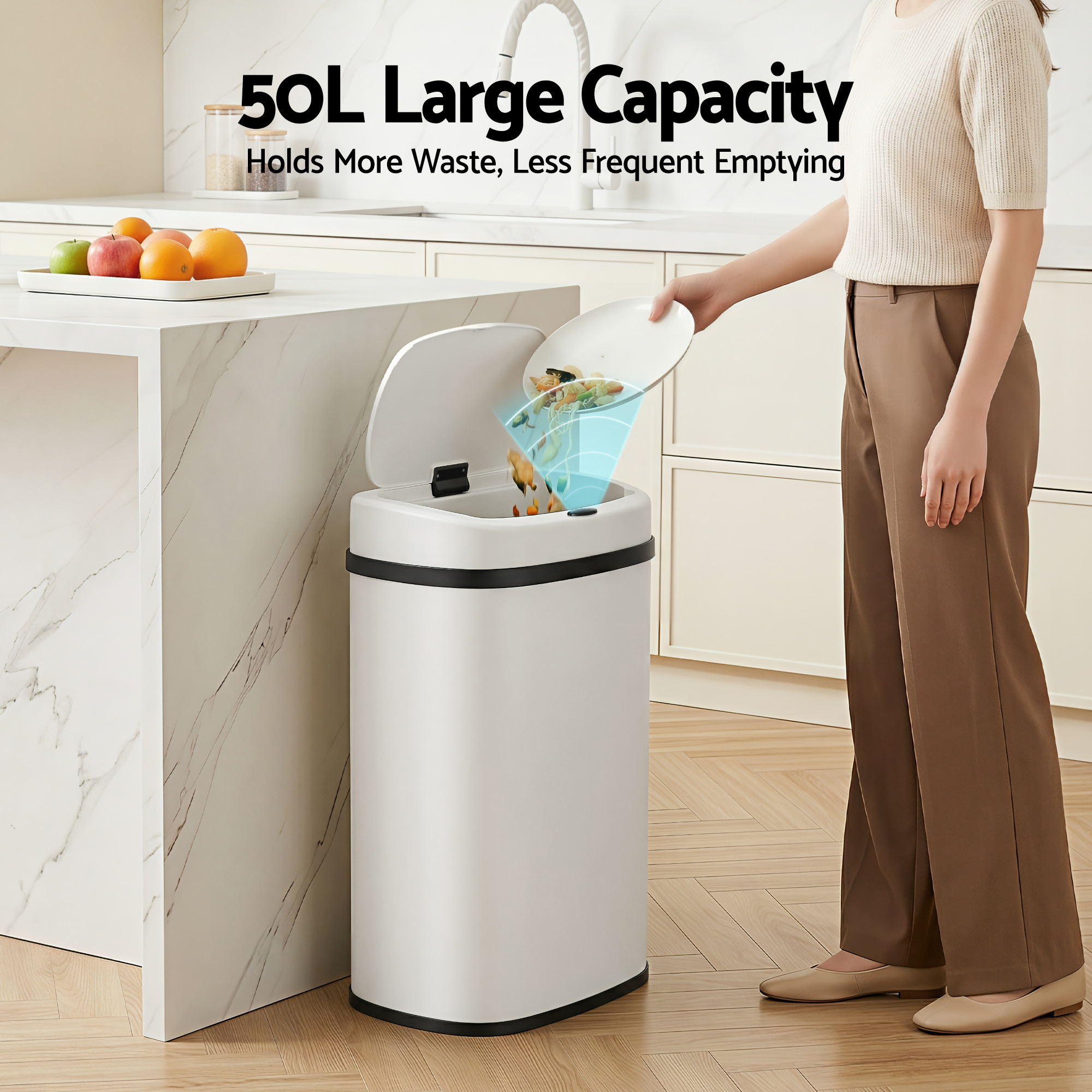 Devanti 50L Sensor Bin Motion Rubbish Automatic White – Auz Sales Online Devanti 50L Sensor Bin Motion Rubbish Automatic White - Image 4