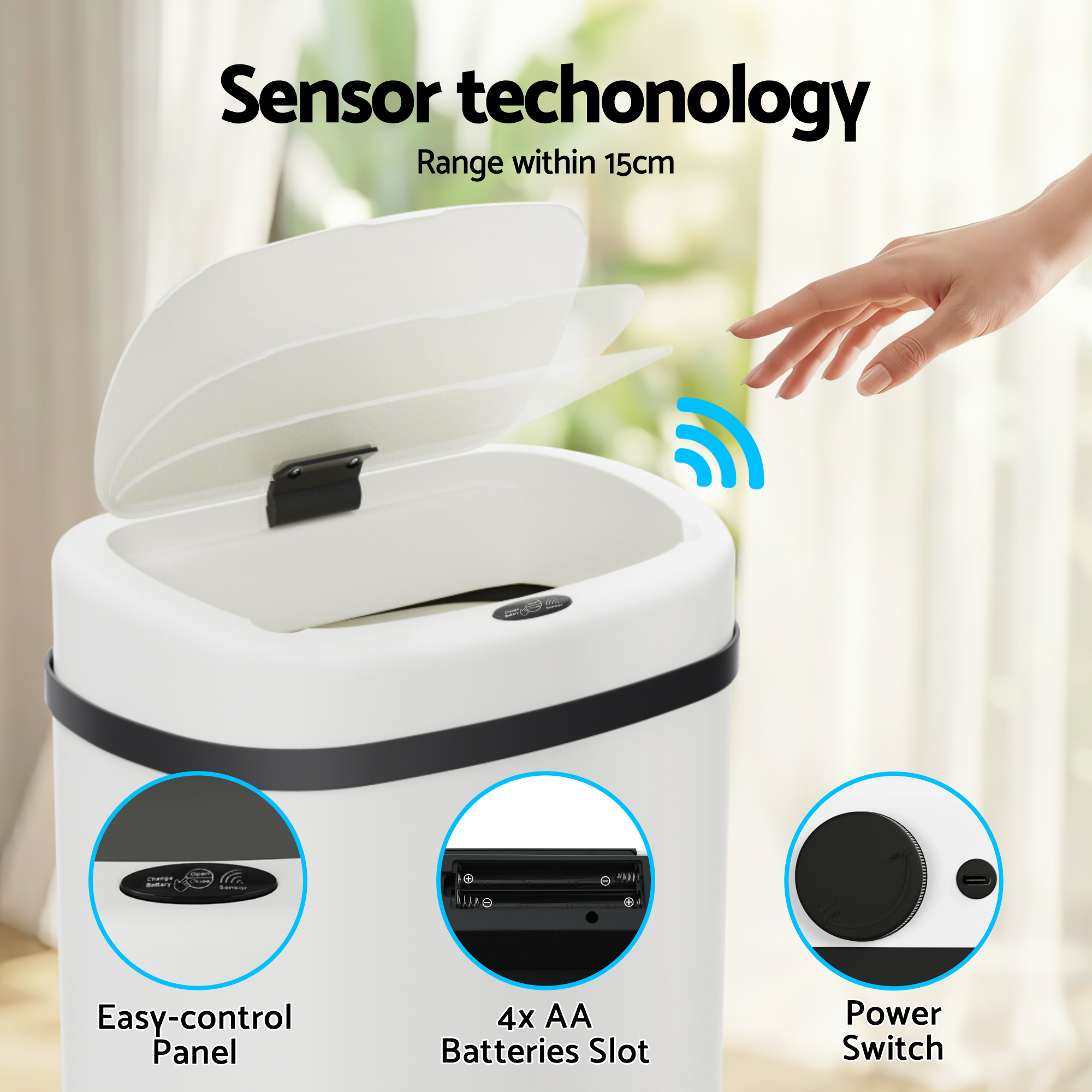 Devanti 50L Sensor Bin Motion Rubbish Automatic White – Auz Sales Online Devanti 50L Sensor Bin Motion Rubbish Automatic White - Image 5