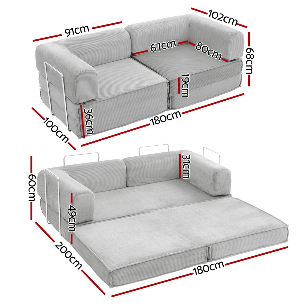 Artiss Folding Sofa Bed Grey | Space-Saving Comfort – Auz Sales Online Folding Sofa Bed