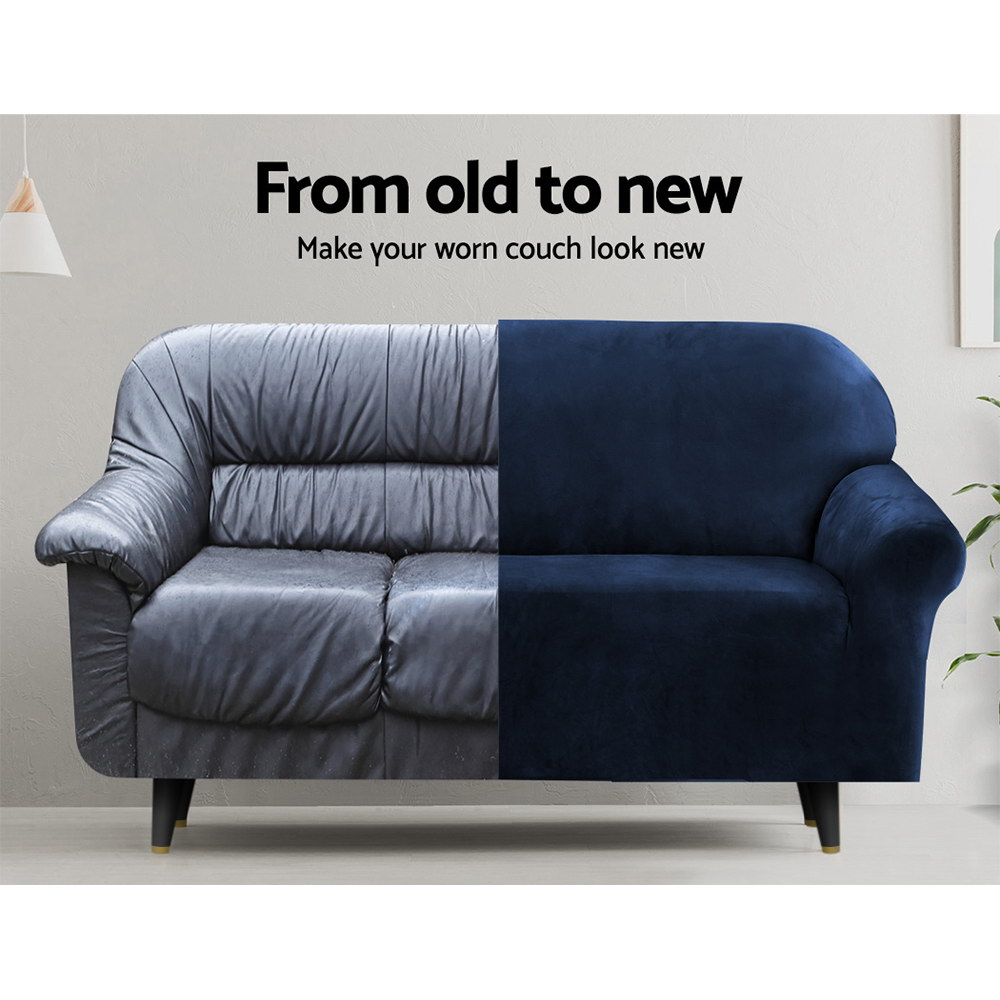 Artiss Velvet 2 Seater Sofa Cover - Sapphire – Auz Sales Online Velvet 2 Seater Sofa Cover