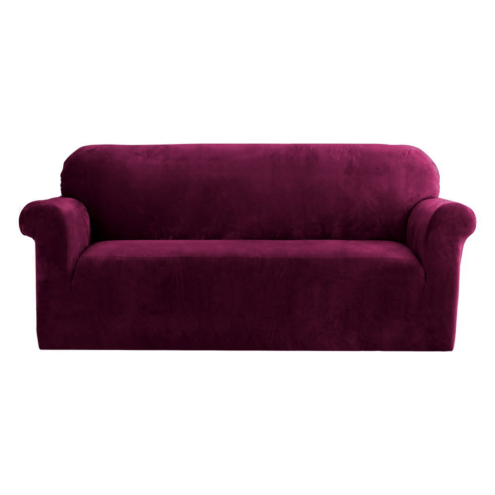 Artiss Ruby Red 3-Seater Velvet Sofa Cover – Auz Sales Online 3-Seater Velvet Sofa Cover