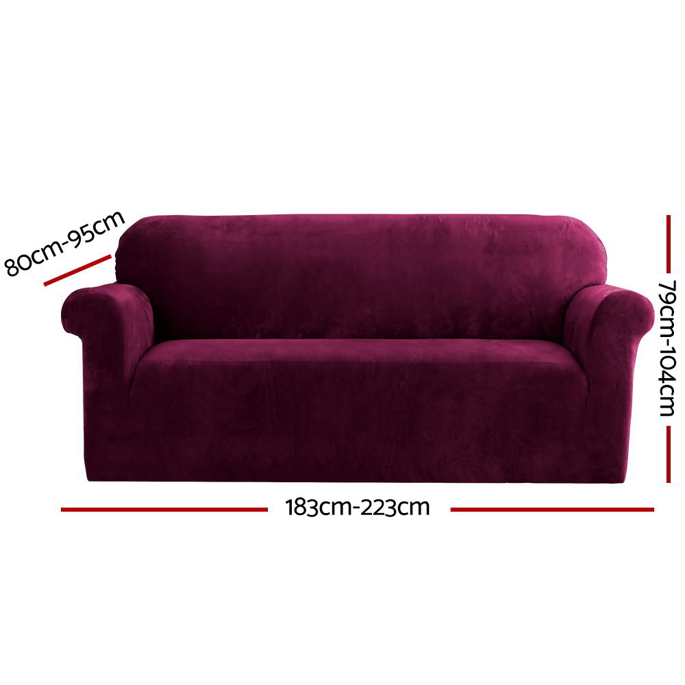 Artiss Ruby Red 3-Seater Velvet Sofa Cover – Auz Sales Online 3-Seater Velvet Sofa Cover