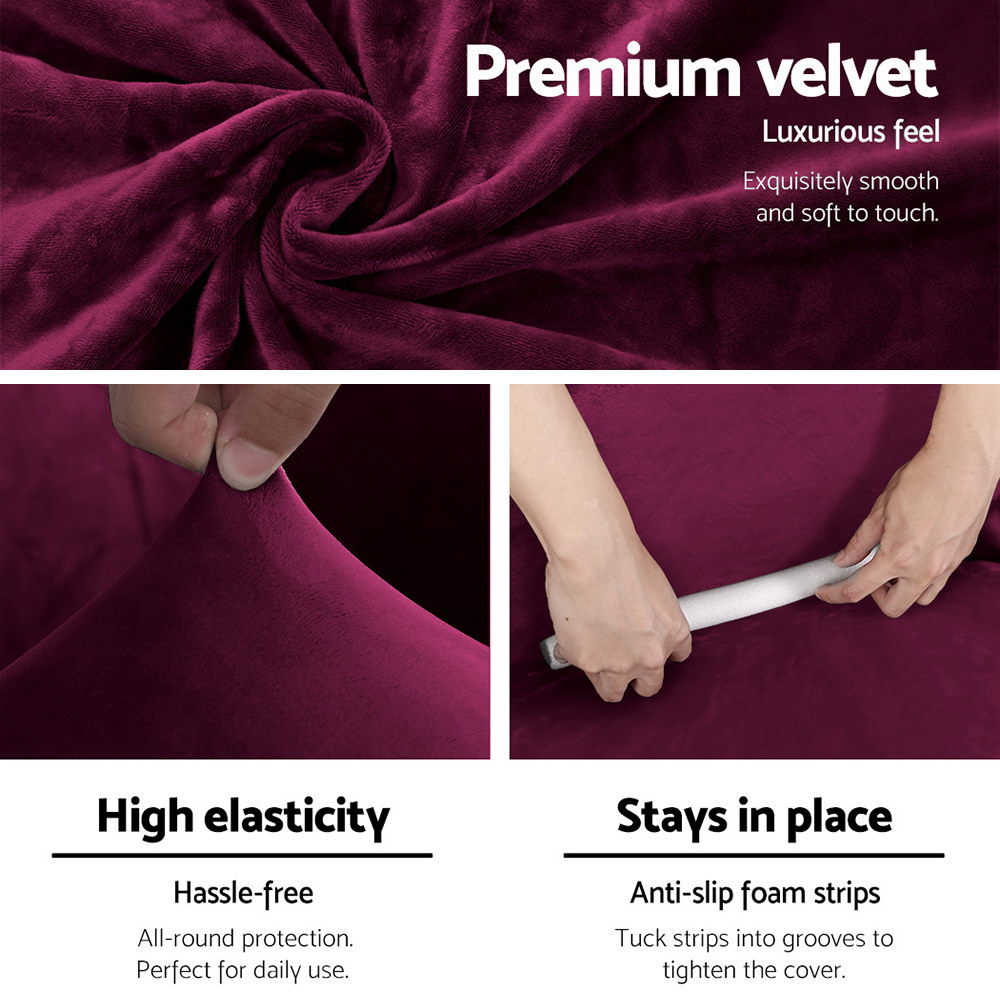 Artiss Ruby Red 3-Seater Velvet Sofa Cover – Auz Sales Online 3-Seater Velvet Sofa Cover