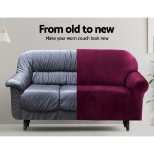 Artiss Ruby Red 3-Seater Velvet Sofa Cover – Auz Sales Online 3-Seater Velvet Sofa Cover