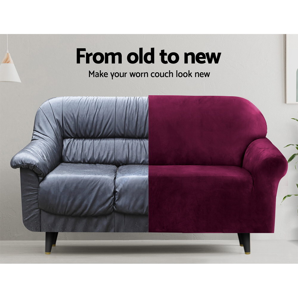 Artiss Ruby Red 3-Seater Velvet Sofa Cover – Auz Sales Online 3-Seater Velvet Sofa Cover