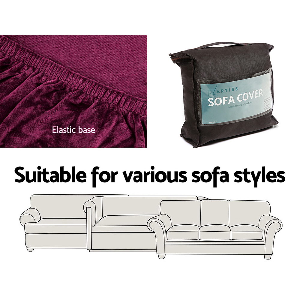 Artiss Ruby Red 3-Seater Velvet Sofa Cover – Auz Sales Online 3-Seater Velvet Sofa Cover