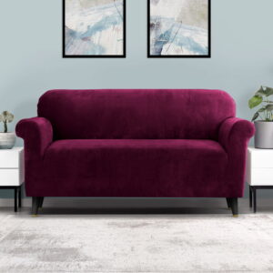 Artiss Ruby Red 3-Seater Velvet Sofa Cover – Auz Sales Online 3-Seater Velvet Sofa Cover