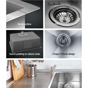Cefito Kitchen Sink 60X45Cm Stainless Steel Basin Single Bowl Silver - Image 4