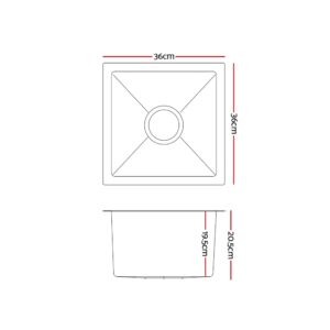 Cefito Kitchen Sink 36X36Cm Stainless Steel Nano Basin Single Bowl Silver - Image 2