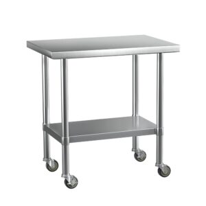 Cefito Stainless Steel Kitchen Bench With Wheels 91X61Cm 430 Mobile Workbench