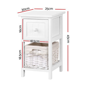 Rustic White Bedside Table