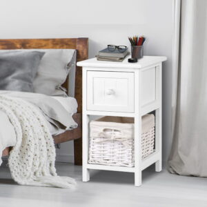Rustic White Bedside Table