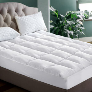 Giselle Bedding Pillowtop Mattress Topper 5cm Thick Pad for Back Pain Relief Washable Underlay Protector 1000GSM Microfibre Filling 45cm Deep Pocket King Single