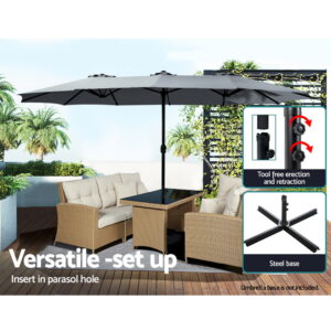Instahut 4.57M Outdoor Umbrella Charcoal Tilt – Auz Sales Online Outdoor Umbrella