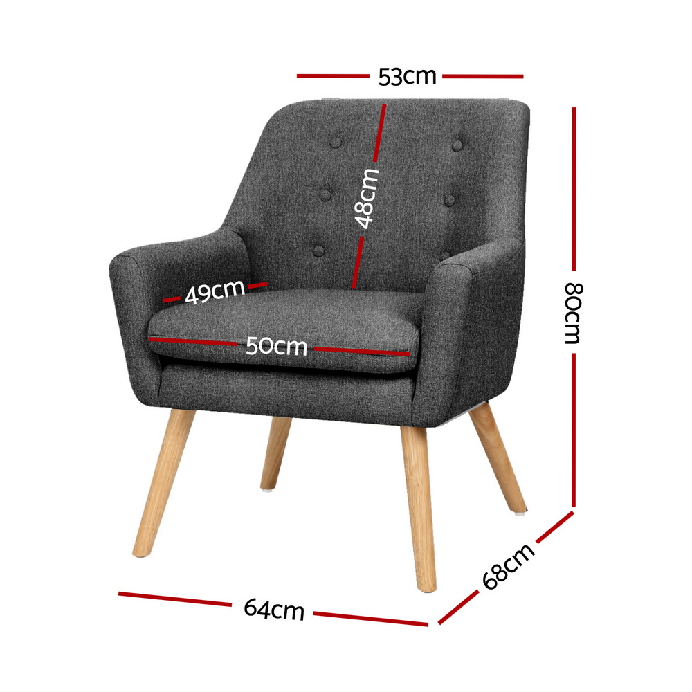 Artiss Anne Armchair | Charcoal Accent Tub Chair – Auz Sales Online Charcoal Armchair