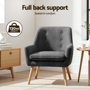 Artiss Anne Armchair | Charcoal Accent Tub Chair – Auz Sales Online Charcoal Armchair