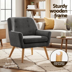 Artiss Anne Armchair | Charcoal Accent Tub Chair – Auz Sales Online Charcoal Armchair