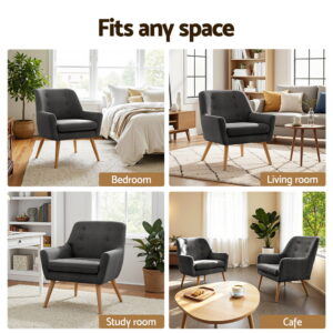 Artiss Anne Armchair | Charcoal Accent Tub Chair – Auz Sales Online Charcoal Armchair