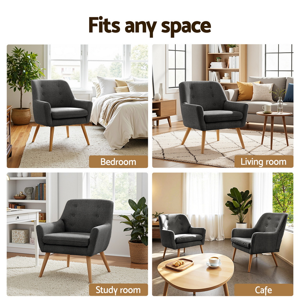 Artiss Anne Armchair | Charcoal Accent Tub Chair – Auz Sales Online Charcoal Armchair