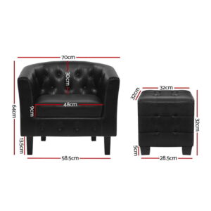 Armchair Set With Ottoman