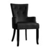 Artiss velvet French provincial dining chair in black with tufted backrest
