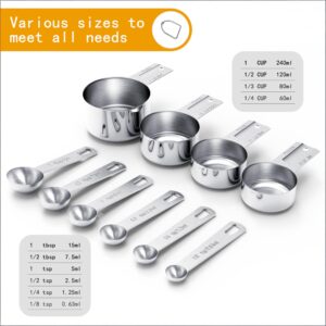 10-Piece Stainless Steel Measuring Cup And Spoon Set With Engraved Dual-Scale Markings, Nesting Design, Hanging Ring, And Compact Storage—Ideal For Baking, Cooking, And Portion Control In Home Kitchens (Silver) – Auz Sales Online 10-Piece Stainless Steel Measuring Cup And Spoon Set With Engraved Dual-Scale Markings, Nesting Design, Hanging Ring, And Compact Storage—Ideal For Baking, Cooking, And Portion Control In Home Kitchens (Silver) - Image 2