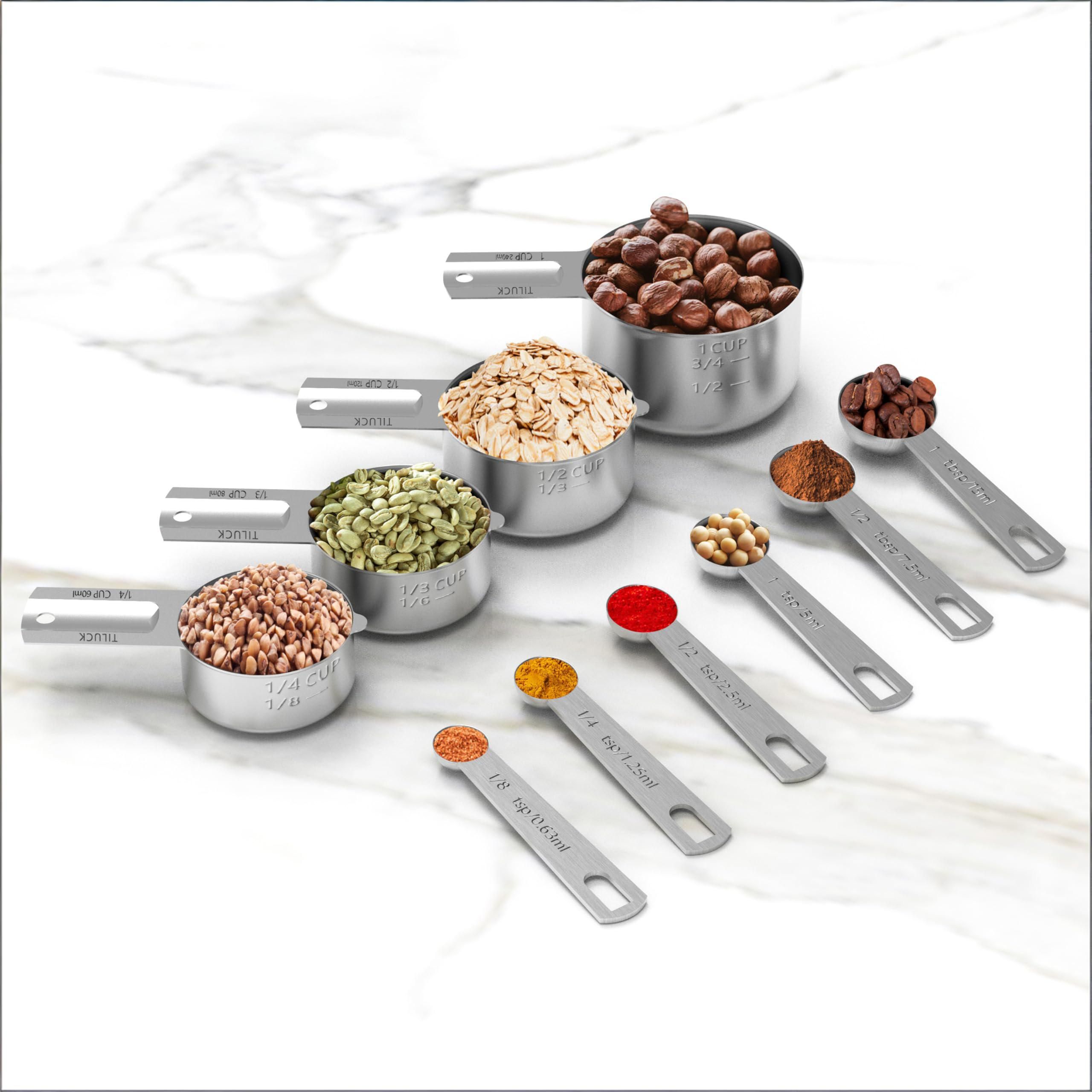 10-Piece Stainless Steel Measuring Cup And Spoon Set With Engraved Dual-Scale Markings, Nesting Design, Hanging Ring, And Compact Storage—Ideal For Baking, Cooking, And Portion Control In Home Kitchens (Silver) – Auz Sales Online 10-Piece Stainless Steel Measuring Cup And Spoon Set With Engraved Dual-Scale Markings, Nesting Design, Hanging Ring, And Compact Storage—Ideal For Baking, Cooking, And Portion Control In Home Kitchens (Silver) - Image 5