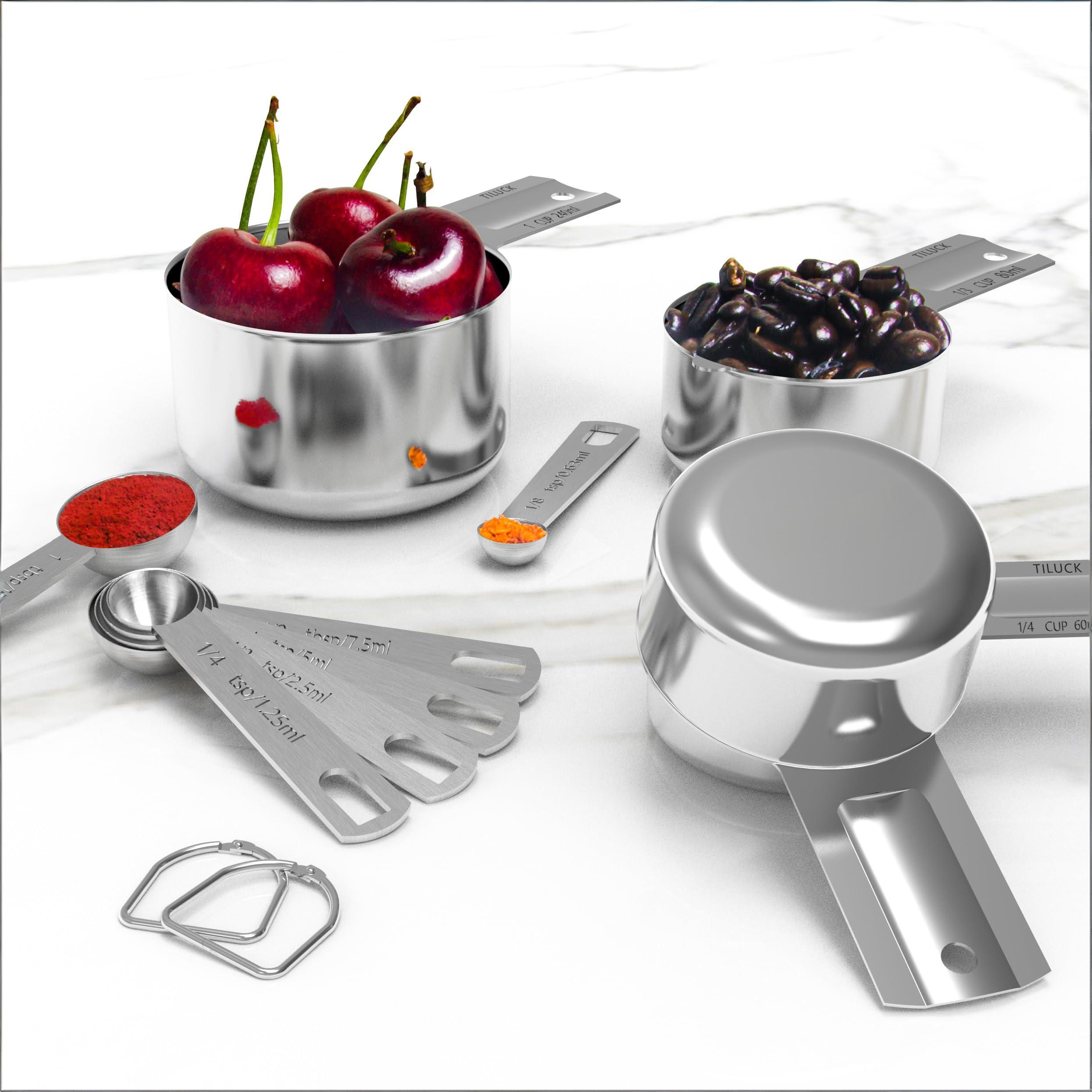 10-Piece Stainless Steel Measuring Cup And Spoon Set With Engraved Dual-Scale Markings, Nesting Design, Hanging Ring, And Compact Storage—Ideal For Baking, Cooking, And Portion Control In Home Kitchens (Silver) – Auz Sales Online 10-Piece Stainless Steel Measuring Cup And Spoon Set With Engraved Dual-Scale Markings, Nesting Design, Hanging Ring, And Compact Storage—Ideal For Baking, Cooking, And Portion Control In Home Kitchens (Silver) - Image 6