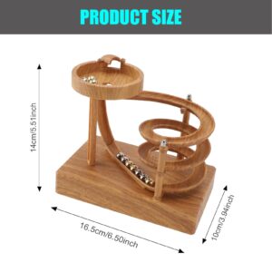 Electromagnetic Perpetual Motion Toy With Built-In Battery – Scientific Desk Decor, Stress Relief &Amp; Cat Play Item, Continuous Rolling Ball Art (Wooden) - Image 3