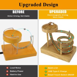 Electromagnetic Perpetual Motion Toy With Built-In Battery – Scientific Desk Decor, Stress Relief &Amp; Cat Play Item, Continuous Rolling Ball Art (Wooden) - Image 4
