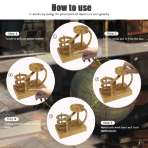 Electromagnetic Perpetual Motion Toy With Built-In Battery – Scientific Desk Decor, Stress Relief &Amp; Cat Play Item, Continuous Rolling Ball Art (Wooden) - Image 5