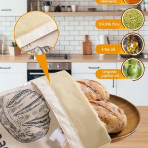 2-Pack Reusable Bread Storage Bags With Roll-Top Design, Snap Closure, Wheat Illustration, And Dual-Layer Construction—Perfect For Storing Loaves, Baguettes, And Baked Goods On Countertop, In Fridge, Or Pantry (Light Brown) - Image 2