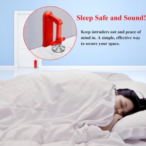 Heavy Duty Portable Door Lock For Travel, Adjustable Door Stopper For Home Security, No Drill Anti-Theft Door Jammer For Women, Kids, Solo Living (Red) – Auz Sales Online Heavy Duty Portable Door Lock For Travel, Adjustable Door Stopper For Home Security, No Drill Anti-Theft Door Jammer For Women, Kids, Solo Living (Red) - Image 2