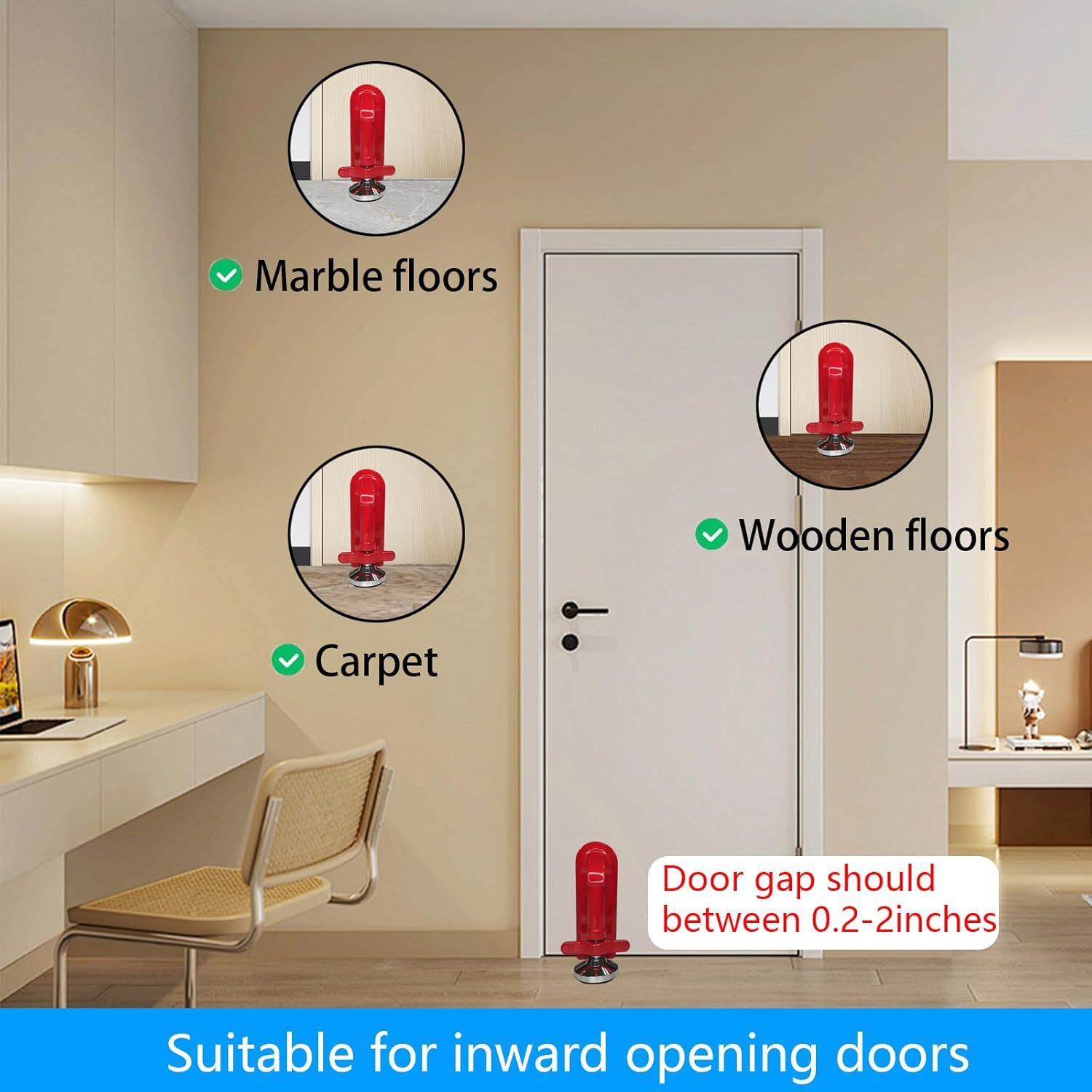 Heavy Duty Portable Door Lock For Travel, Adjustable Door Stopper For Home Security, No Drill Anti-Theft Door Jammer For Women, Kids, Solo Living (Red) – Auz Sales Online Heavy Duty Portable Door Lock For Travel, Adjustable Door Stopper For Home Security, No Drill Anti-Theft Door Jammer For Women, Kids, Solo Living (Red) - Image 4