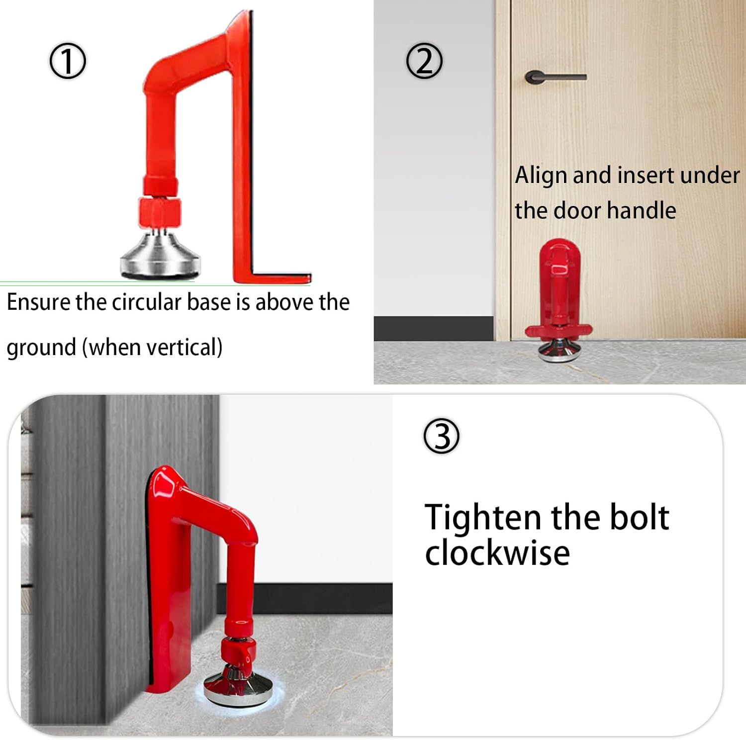 Heavy Duty Portable Door Lock For Travel, Adjustable Door Stopper For Home Security, No Drill Anti-Theft Door Jammer For Women, Kids, Solo Living (Red) – Auz Sales Online Heavy Duty Portable Door Lock For Travel, Adjustable Door Stopper For Home Security, No Drill Anti-Theft Door Jammer For Women, Kids, Solo Living (Red) - Image 5