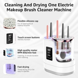 3-In-1 Electric Makeup Brush Cleaner &Amp; Dryer – Touchscreen Control, Uv Sanitizing, 5-Min Auto Clean, 2H/5H Drying Modes, Fits All Brush Sizes, Rose-Gold Trim, Usb-C Powered, No Batteries Needed (White) – Auz Sales Online 3-In-1 Electric Makeup Brush Cleaner &Amp; Dryer – Touchscreen Control, Uv Sanitizing, 5-Min Auto Clean, 2H/5H Drying Modes, Fits All Brush Sizes, Rose-Gold Trim, Usb-C Powered, No Batteries Needed (White) - Image 3